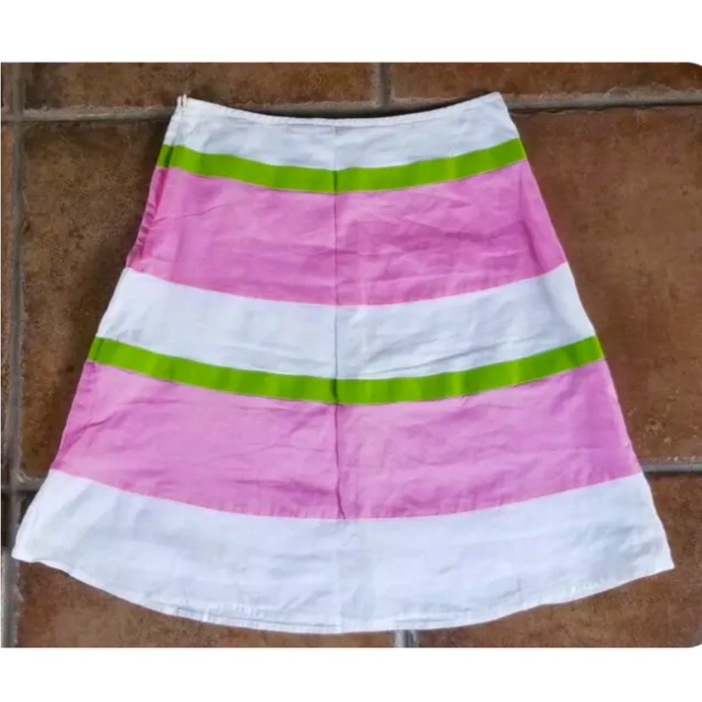 NWOT Moda International Womens Retro Mod Striped Lined Cotton Summer Skirt Sz 4